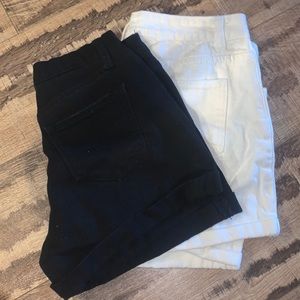 two pack of black and white jean shorts